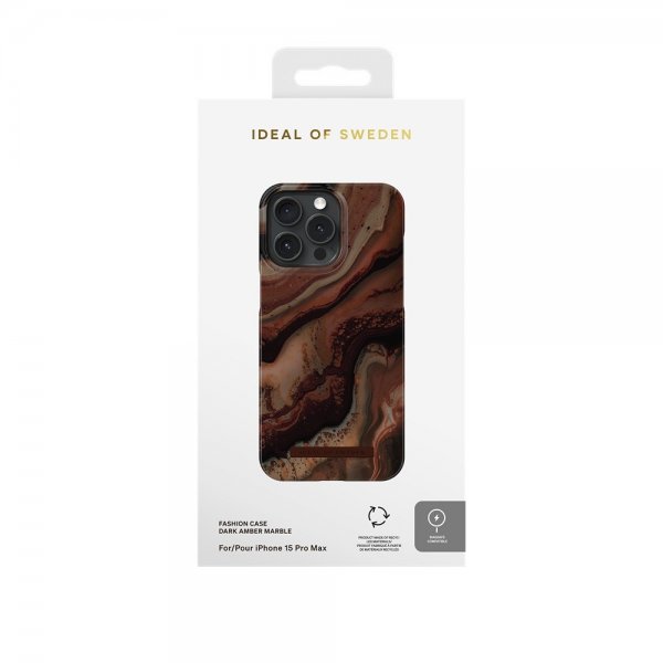 Ideal of Sweden iPhone 15 Pro Max Skal Fashion Case MagSafe Dark Amber Marble