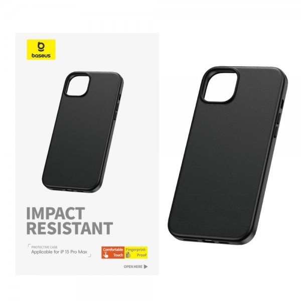 Baseus iPhone 15 Pro Max Skal Fauxther Series Svart