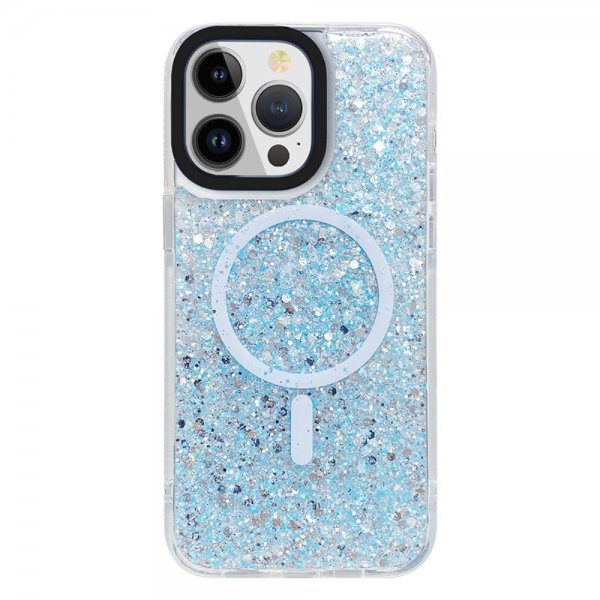iPhone 15 Pro Max Skal Glitter MagSafe Blå
