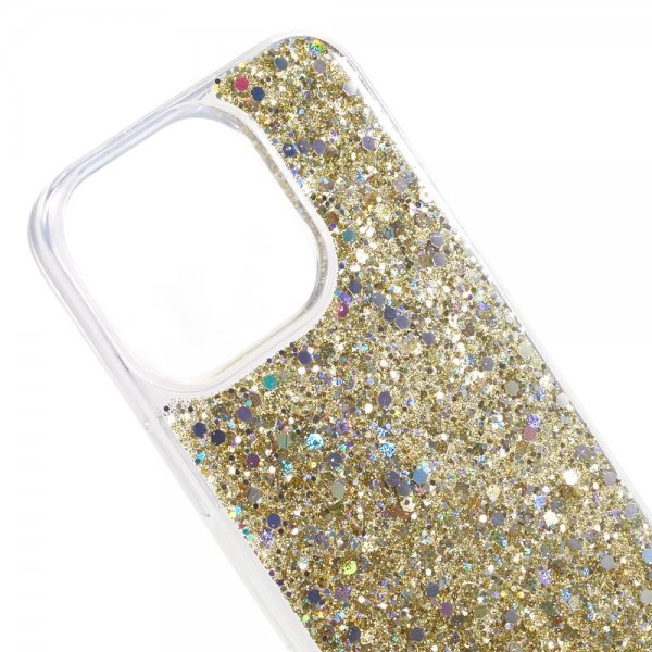 iPhone 15 Pro Max Skal Glitterpaljetter Guld