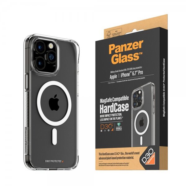 PanzerGlass iPhone 15 Pro Max Skal HardCase MagSafe D3O Transparent