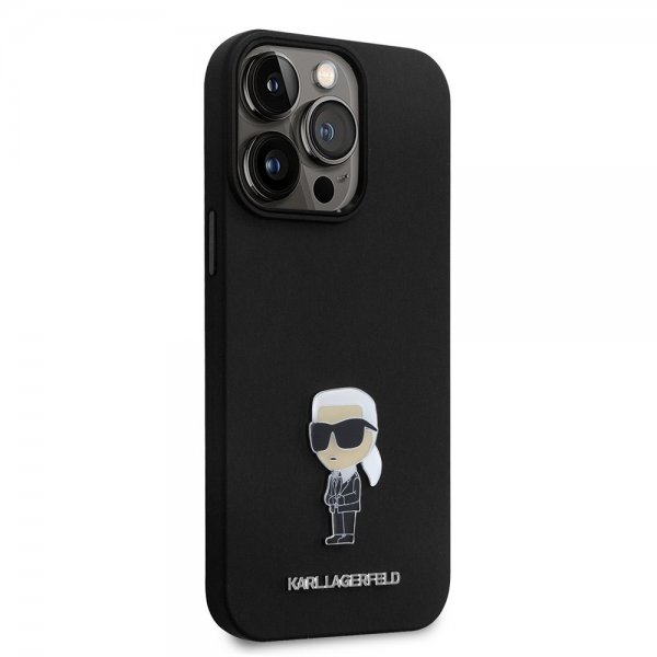 Karl Lagerfeld iPhone 15 Pro Max Skal Ikonik Metal Pin Svart