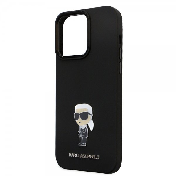 Karl Lagerfeld iPhone 15 Pro Max Skal Ikonik Metal Pin Svart