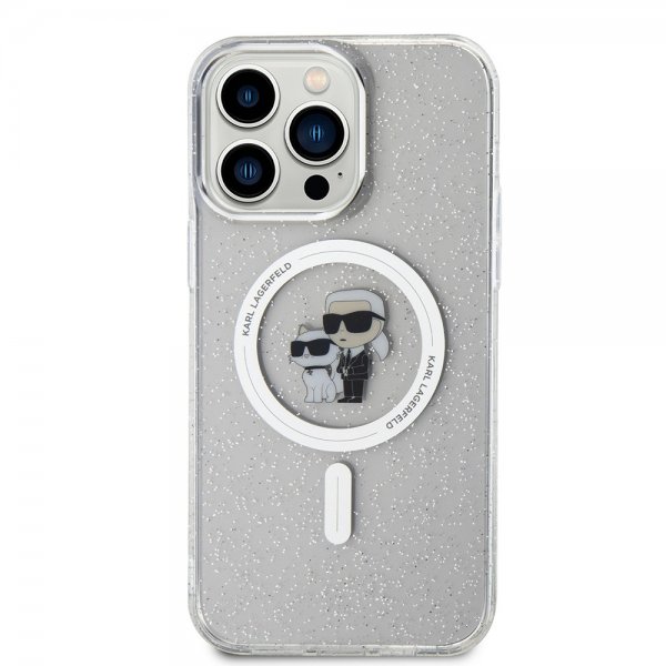 Karl Lagerfeld iPhone 15 Pro Max Skal Karl & Choupette Glitter MagSafe Transparent