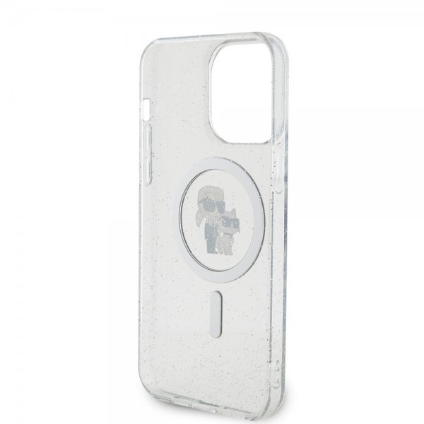 Karl Lagerfeld iPhone 15 Pro Max Skal Karl & Choupette Glitter MagSafe Transparent