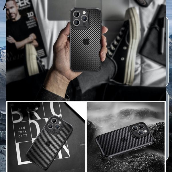 Ipaky iPhone 15 Pro Max Skal Kolfibermönster Svart