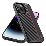 Lc.Imeeke iPhone 15 Pro Max Skal Kolfibertextur Röd Stripe Svart