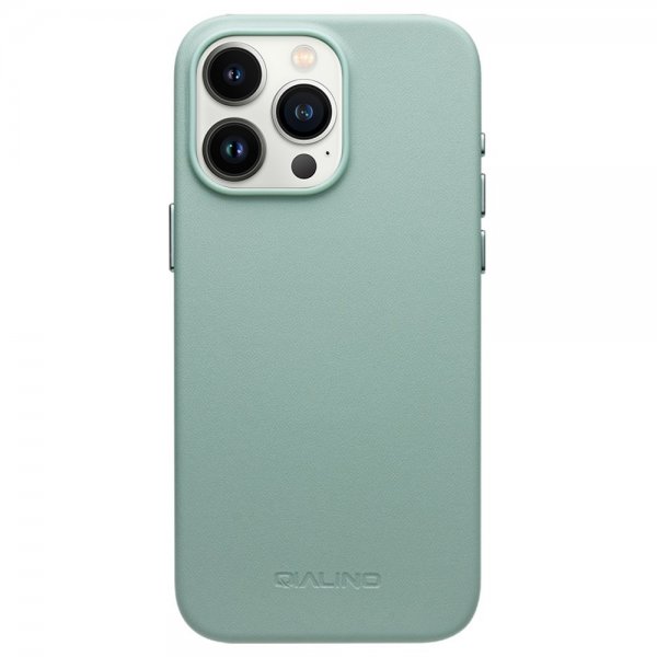 Qialino iPhone 15 Pro Max Skal Konstläder MagSafe Grön