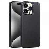 Qialino iPhone 15 Pro Max Skal Konstläder MagSafe Svart