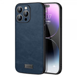 Sulada iPhone 15 Pro Max Skal Lädertextur Blå