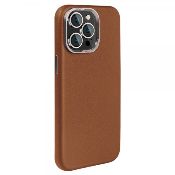 X-Level iPhone 15 Pro Max Skal Lädertextur MagSafe Brun