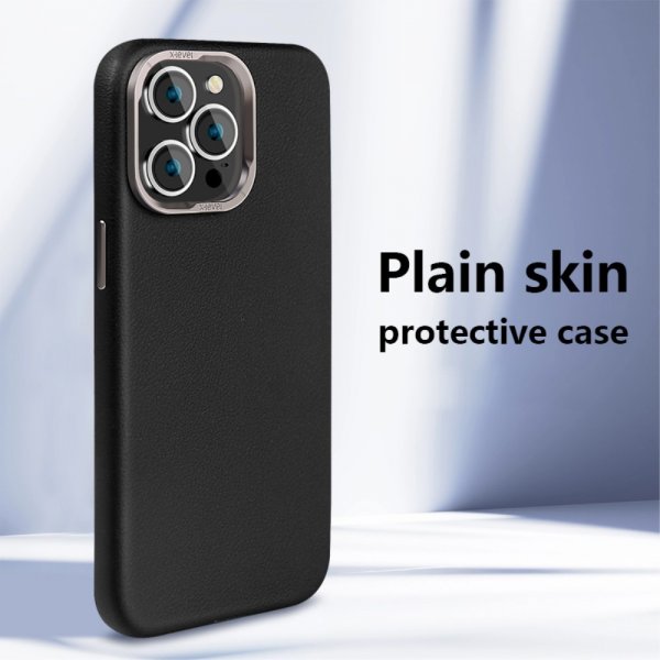 X-Level iPhone 15 Pro Max Skal Lädertextur MagSafe Svart