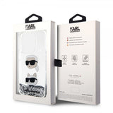 Karl Lagerfeld iPhone 15 Pro Max Skal Liquid Glitter Karl & Choupette Silver