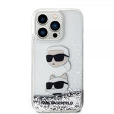 Karl Lagerfeld iPhone 15 Pro Max Skal Liquid Glitter Karl & Choupette Silver