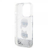Karl Lagerfeld iPhone 15 Pro Max Skal Liquid Glitter Karl & Choupette Silver
