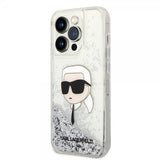Karl Lagerfeld iPhone 15 Pro Max Skal Liquid Glitter NFT Karl Silver