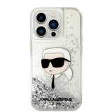 Karl Lagerfeld iPhone 15 Pro Max Skal Liquid Glitter NFT Karl Silver