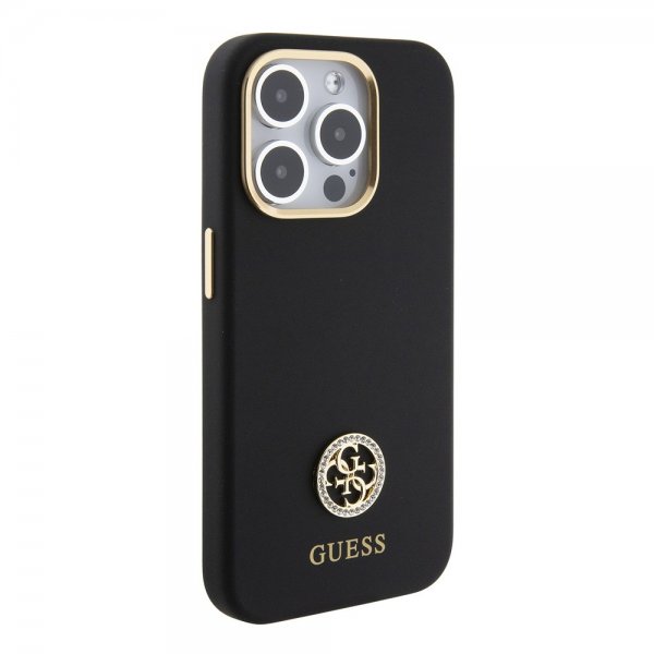 Guess iPhone 15 Pro Max Skal Liquid Silicone Metal Logo Svart