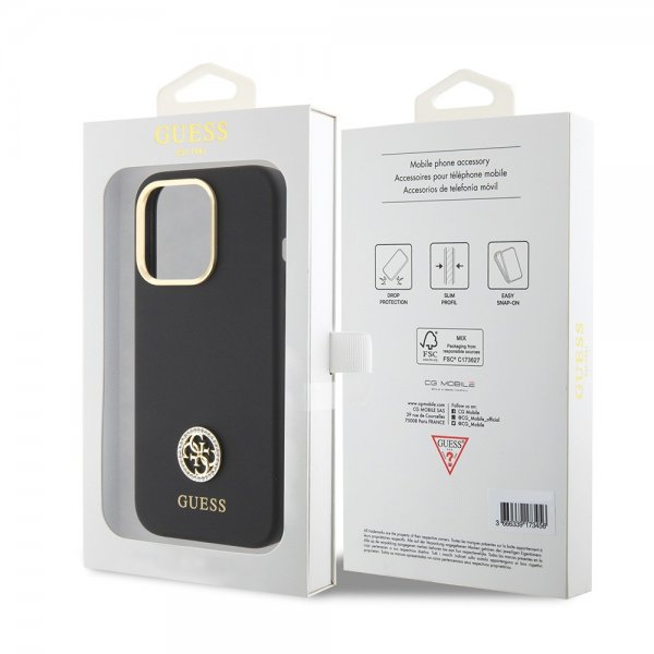 Guess iPhone 15 Pro Max Skal Liquid Silicone Metal Logo Svart