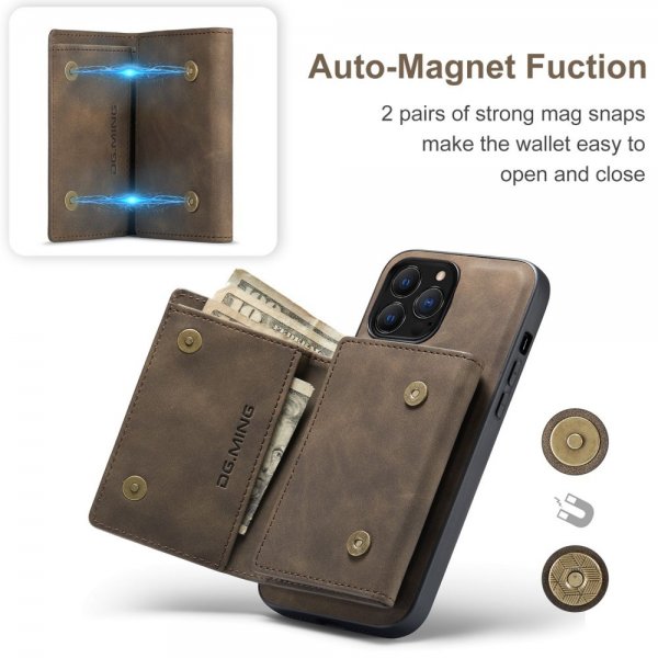 Dg.Ming iPhone 15 Pro Max Skal M1 Series Löstagbar Korthållare Kaffe