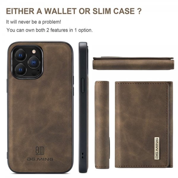 Dg.Ming iPhone 15 Pro Max Skal M1 Series Löstagbar Korthållare Kaffe