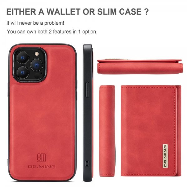 Dg.Ming iPhone 15 Pro Max Skal M1 Series Löstagbar Korthållare Röd