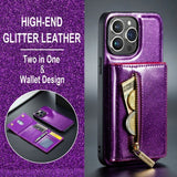 Dg.Ming iPhone 15 Pro Max Skal M3 Series Löstagbar Korthållare Glitter Lila