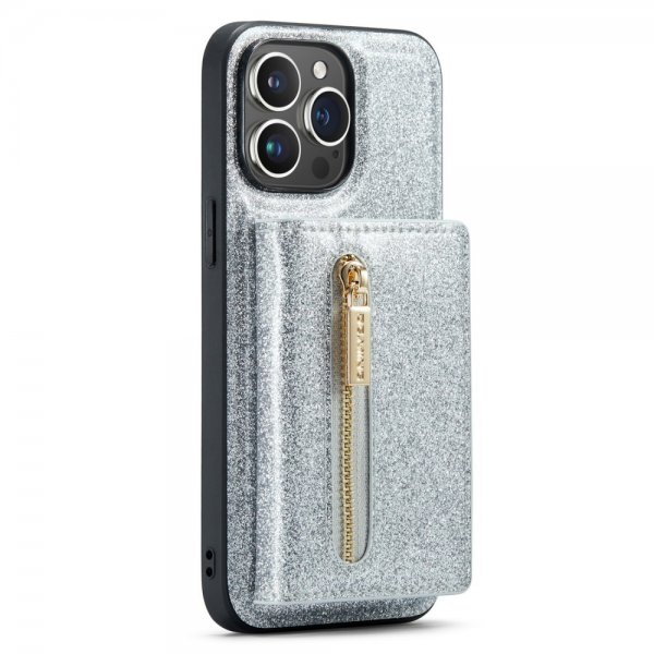 Dg.Ming iPhone 15 Pro Max Skal M3 Series Löstagbar Korthållare Glitter Silver