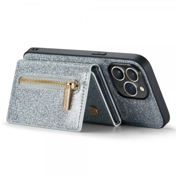 Dg.Ming iPhone 15 Pro Max Skal M3 Series Löstagbar Korthållare Glitter Silver