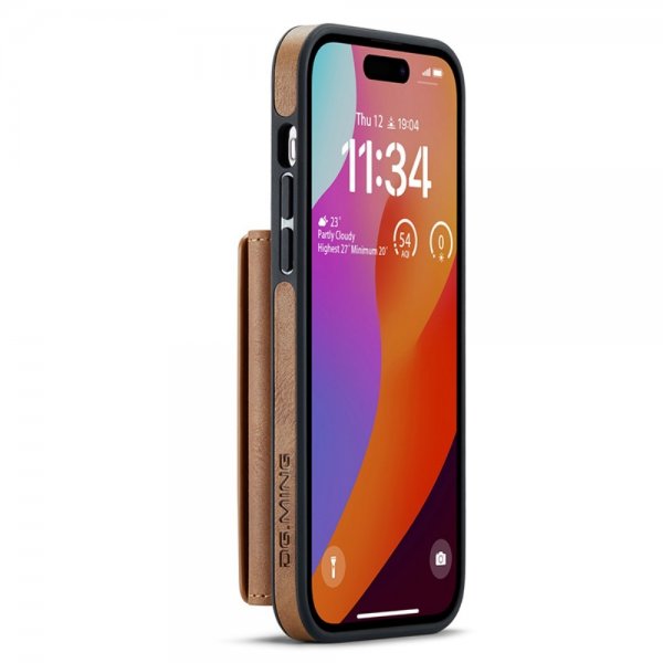 Dg.Ming iPhone 15 Pro Max Skal M5 Series Löstagbar Korthållare Brun