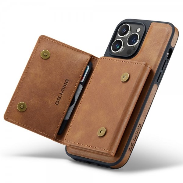 Dg.Ming iPhone 15 Pro Max Skal M5 Series Löstagbar Korthållare Brun