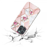 iPhone 15 Pro Max Skal Marmormönster Blommor Rosa