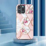 iPhone 15 Pro Max Skal Marmormönster Blommor Rosa