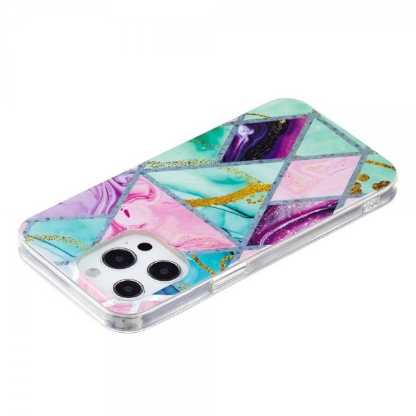 iPhone 15 Pro Max Skal Marmormönster Grön Lila