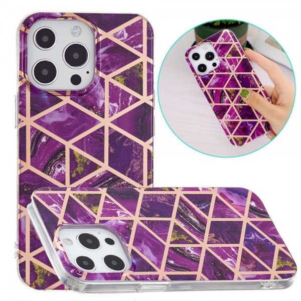 iPhone 15 Pro Max Skal Marmormönster Lila
