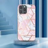 iPhone 15 Pro Max Skal Marmormönster Rosa Vit