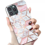 iPhone 15 Pro Max Skal Marmormönster Vit Rosa