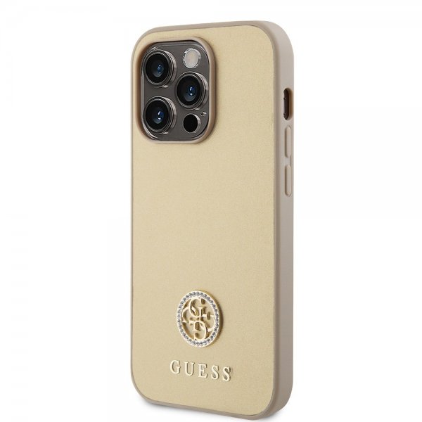 Guess iPhone 15 Pro Max Skal Metal Logo Strass Guld