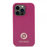 Guess iPhone 15 Pro Max Skal Metal Logo Strass Metallic Rosa
