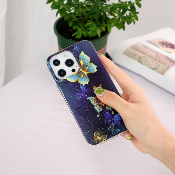 iPhone 15 Pro Max Skal Motiv Guldiga Fjärilar