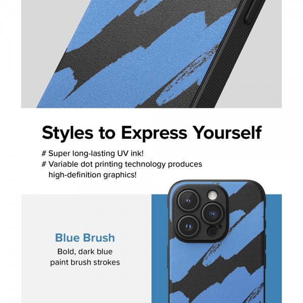 Ringke iPhone 15 Pro Max Skal Onyx Design Blue Brush