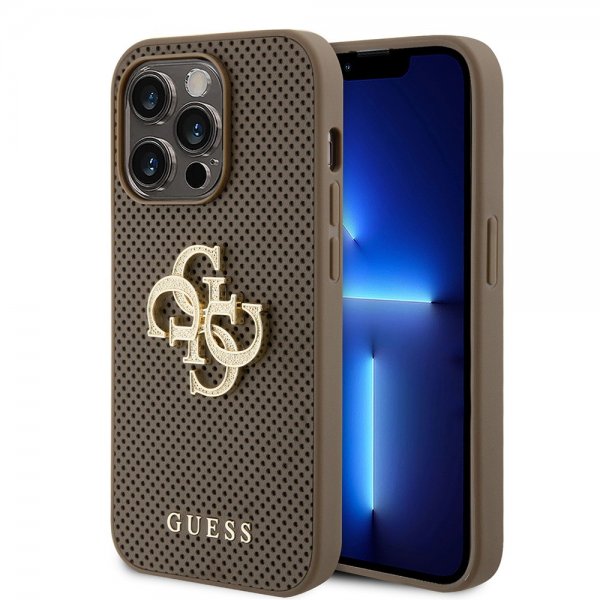 Guess iPhone 15 Pro Max Skal Perforated Glitter Brun