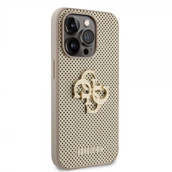 Guess iPhone 15 Pro Max Skal Perforated Glitter Guld