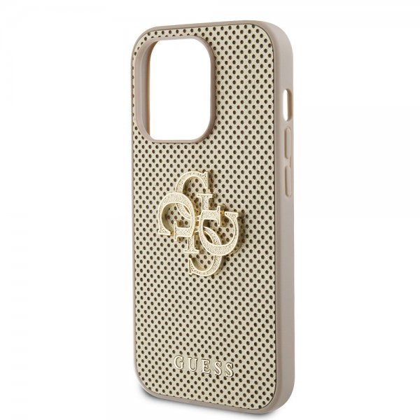 Guess iPhone 15 Pro Max Skal Perforated Glitter Guld