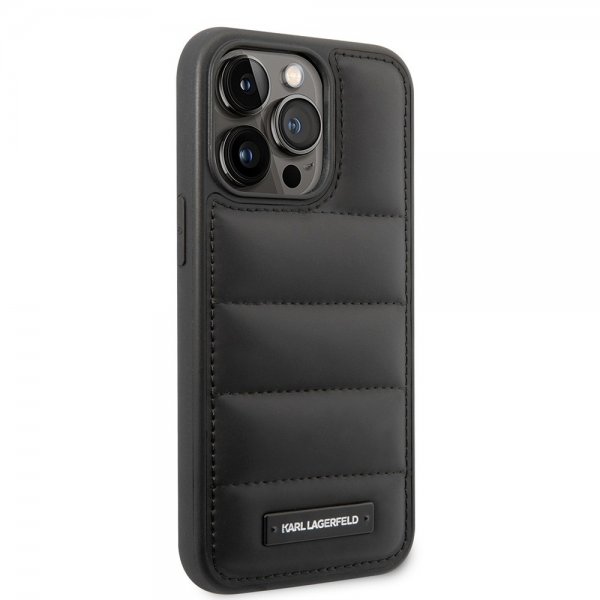 Karl Lagerfeld iPhone 15 Pro Max Skal Quilted Nylon Puffy Case Logo Plate Svart