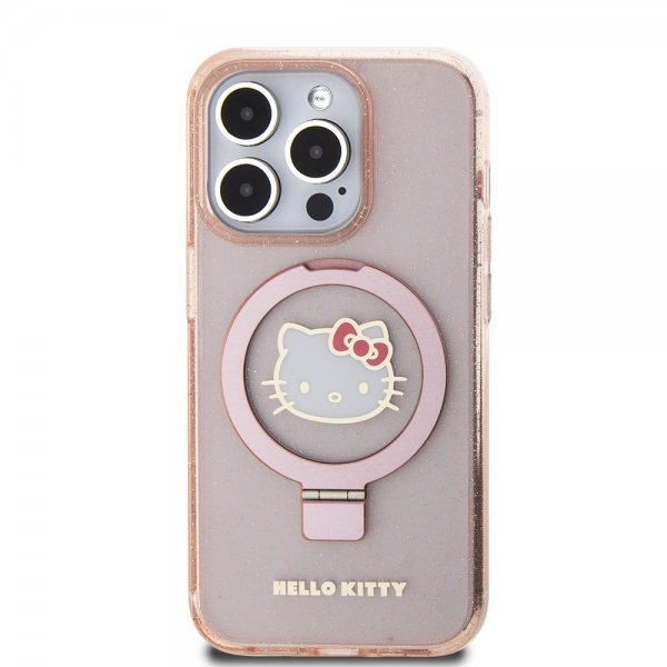 Hello Kitty iPhone 15 Pro Max Skal Ring Stand MagSafe Rosa