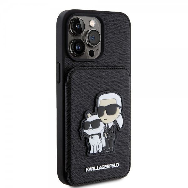 Karl Lagerfeld iPhone 15 Pro Max Skal Saffiano Card Slots & Stand Svart