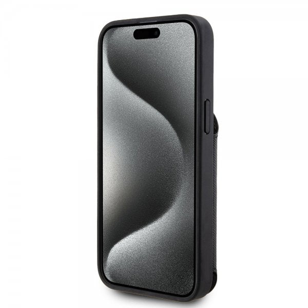 Karl Lagerfeld iPhone 15 Pro Max Skal Saffiano Card Slots & Stand Svart