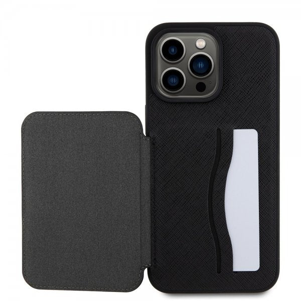 Karl Lagerfeld iPhone 15 Pro Max Skal Saffiano Card Slots & Stand Svart