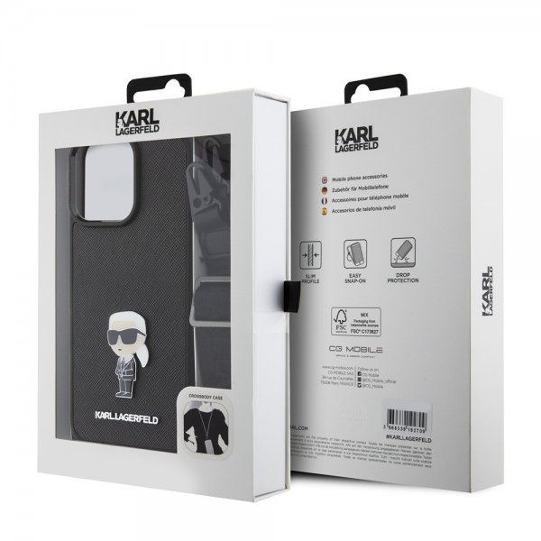 Karl Lagerfeld iPhone 15 Pro Max Skal Saffiano Crossbody Svart